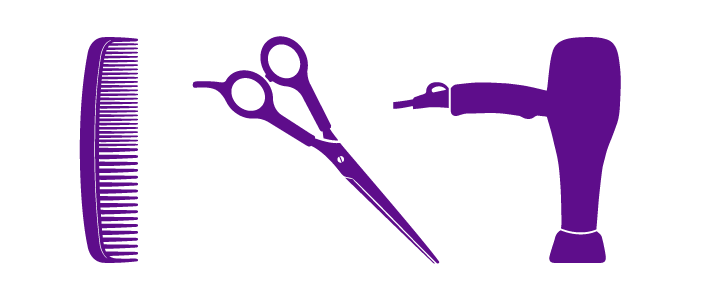 Comb - Scissors - Hair dryer